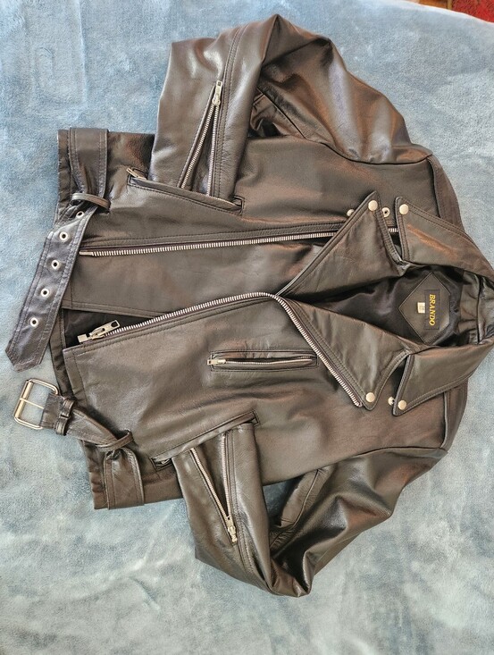 Other - Men's Black BRANDO Leather Biker Jacket CANADIAN MADE